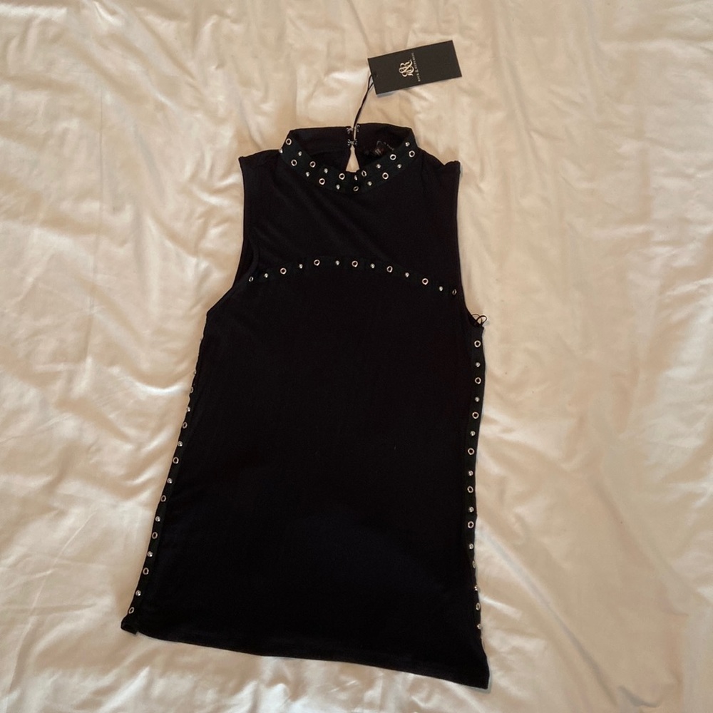 Rock and Republic Mock-neck studded shirt
